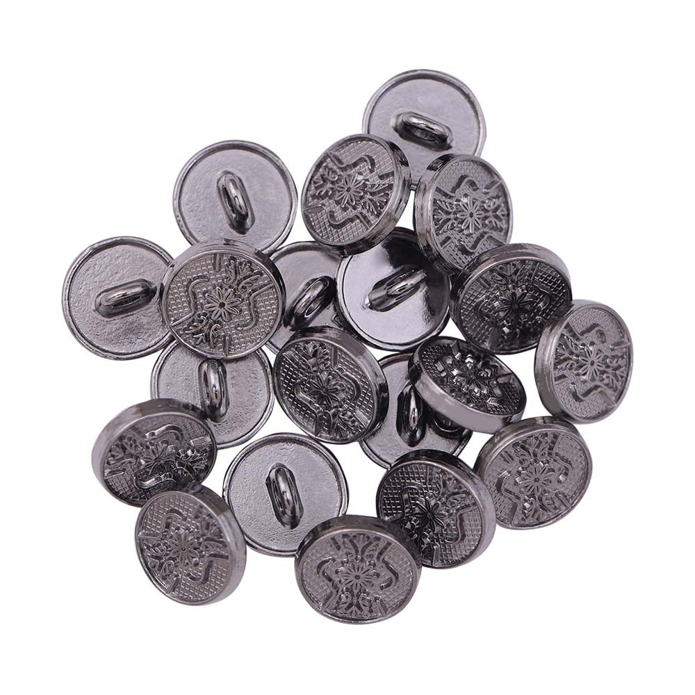Round Shape Engraved Design Loop Metal Buttons for Shirts/Kurta