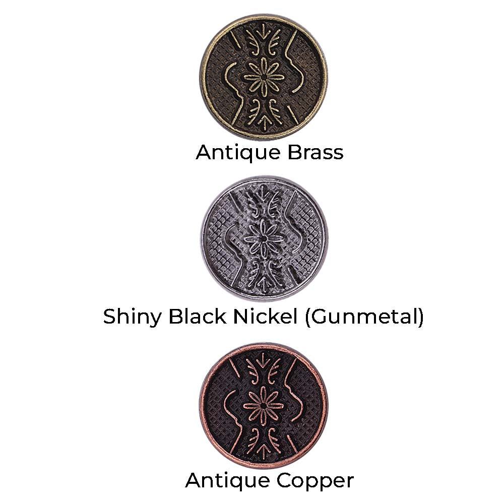Round Shape Engraved Design Loop Metal Buttons for Shirts/Kurta
