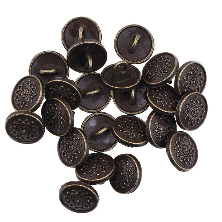 Round Shape Dotted Star Design Antique Metal Buttons