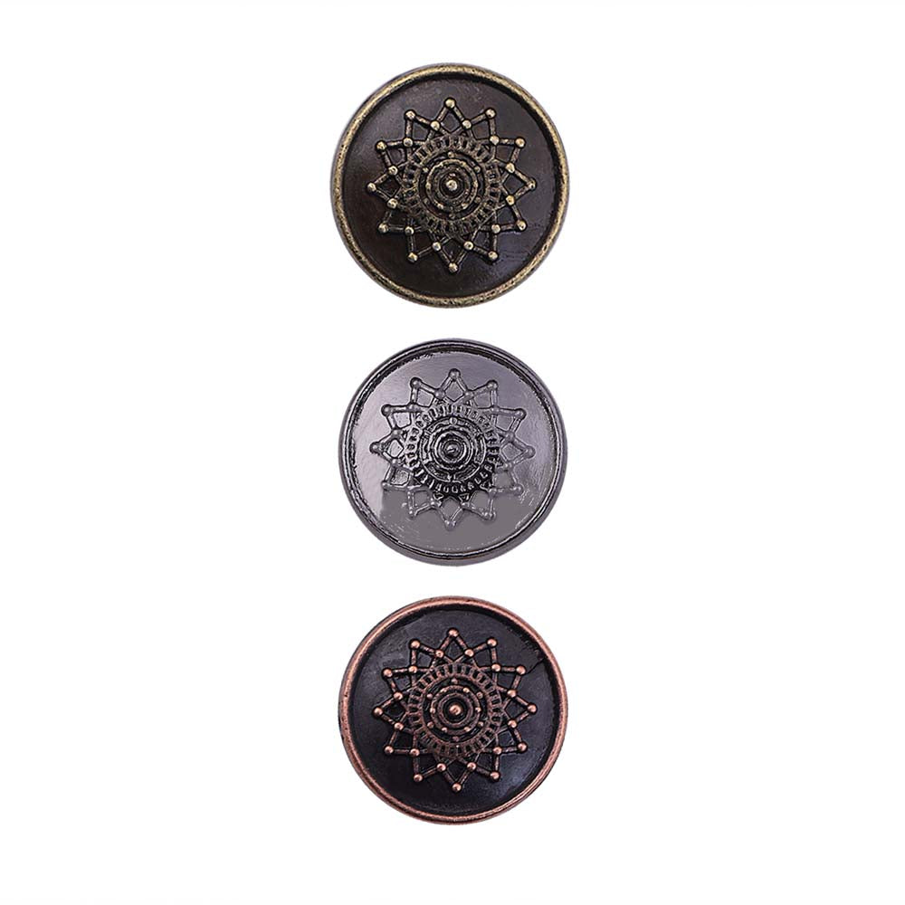 Round Shape Dotted Star Design Antique Metal Buttons