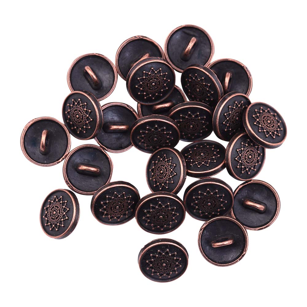 Round Shape Dotted Star Design Antique Metal Buttons