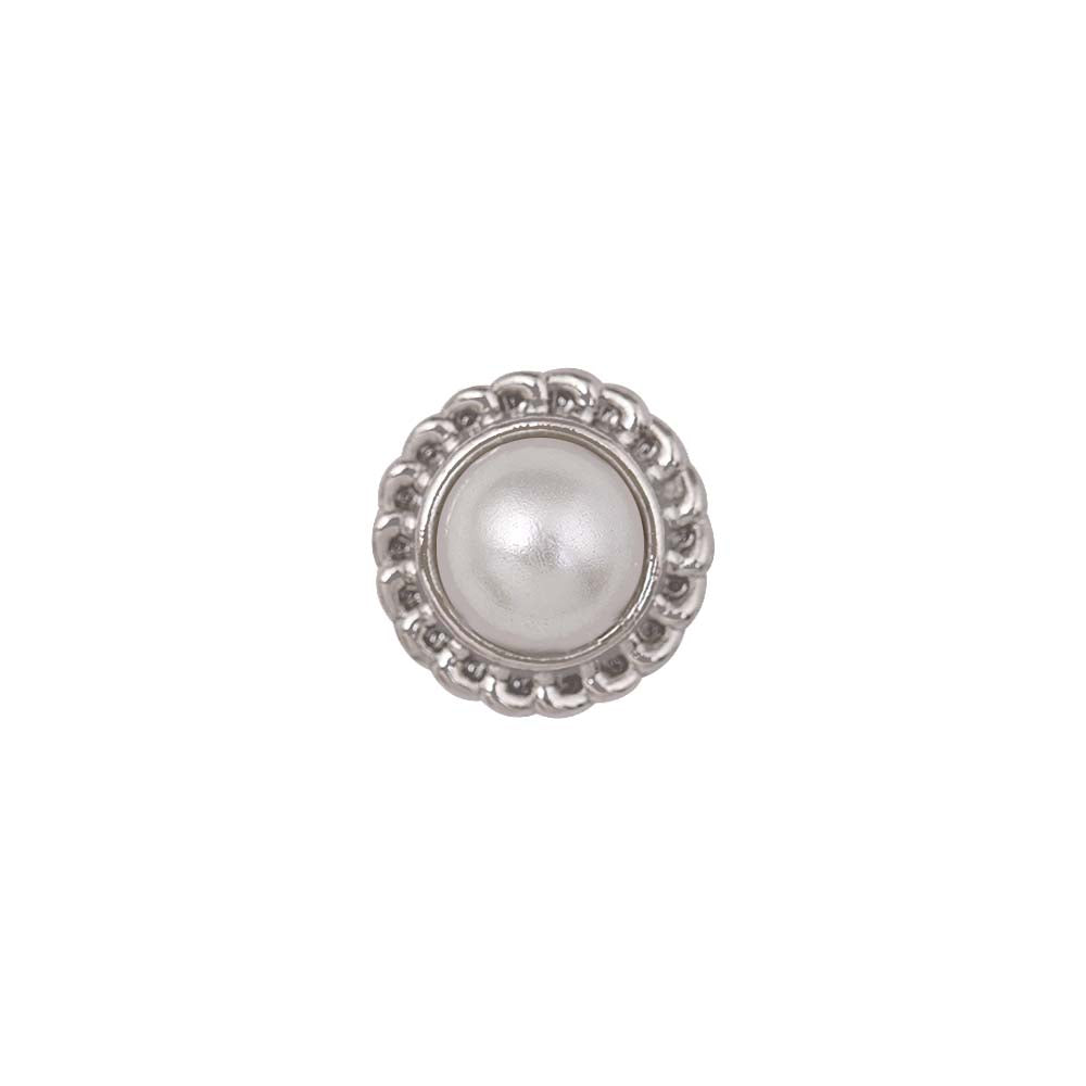Flower Design Round Shape Shiny Pearl Metal Buttons