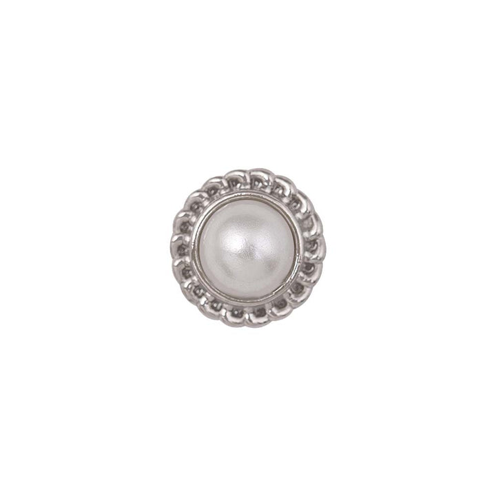 Flower Design Round Shape Shiny Pearl Metal Buttons