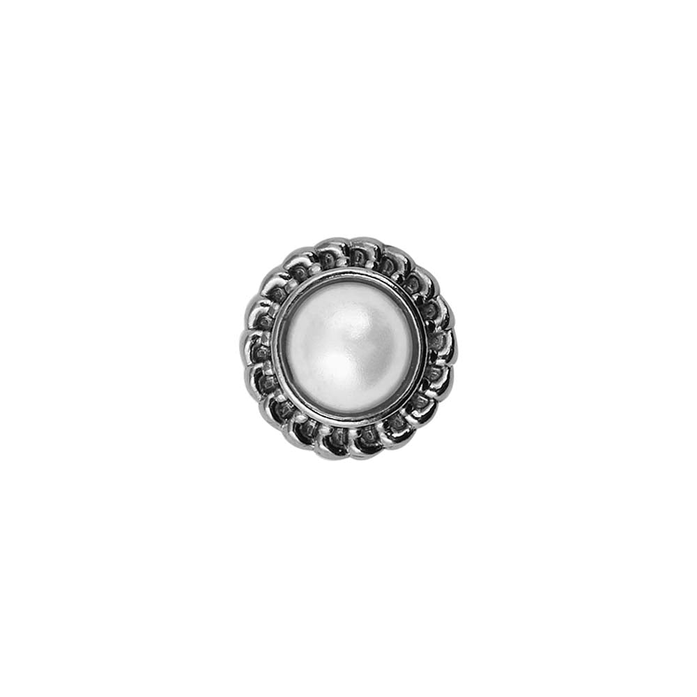 Flower Design Round Shape Shiny Pearl Metal Buttons