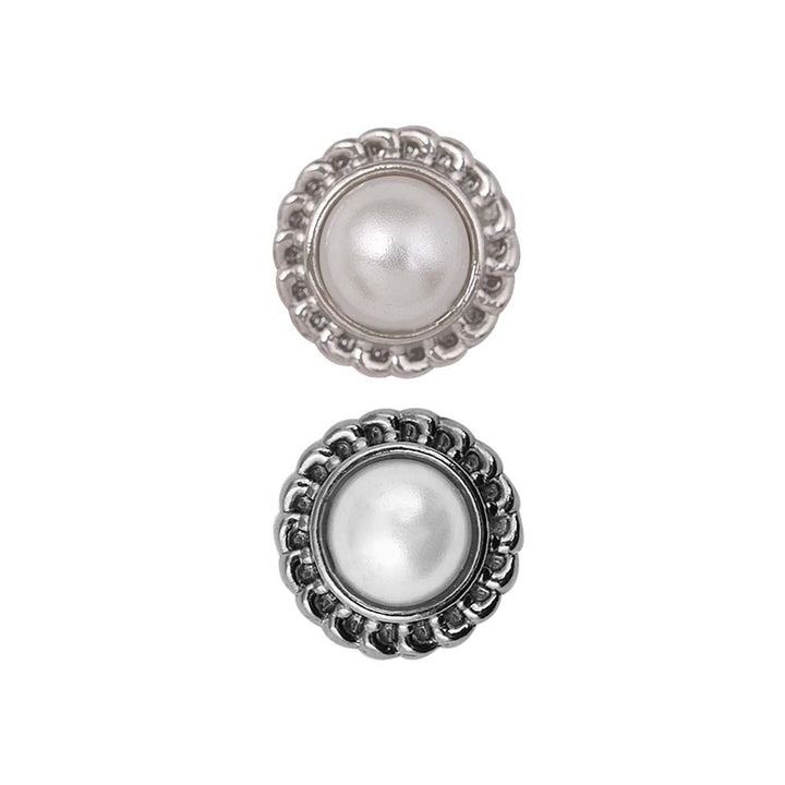 Flower Design Round Shape Shiny Pearl Metal Buttons