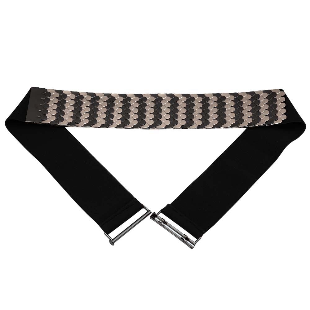 Dual Tone Designer Wear Stretchable Waist Metal Belt
