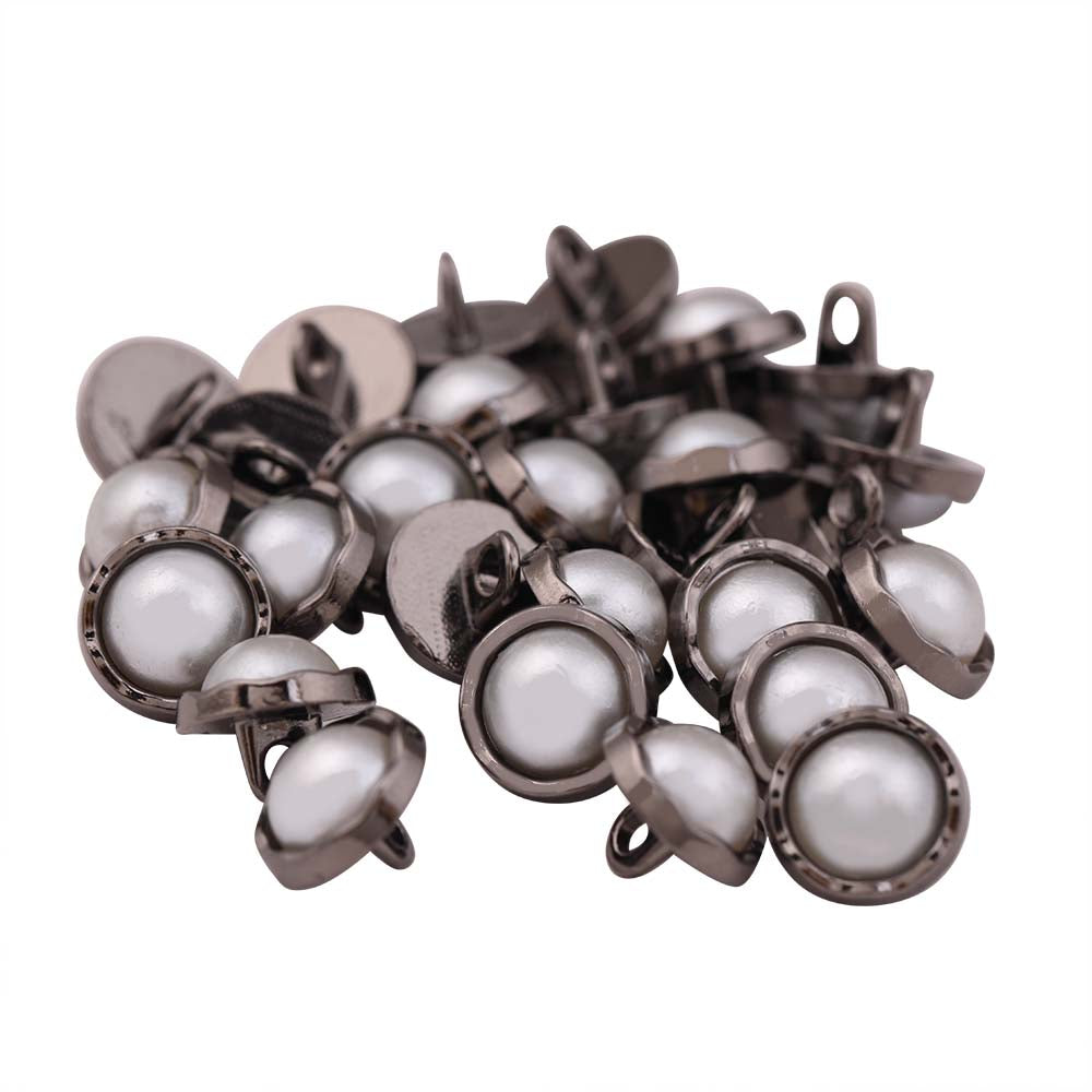 10mm (16L) Wavy Rounded Rim Shiny Decorative Pearl Buttons