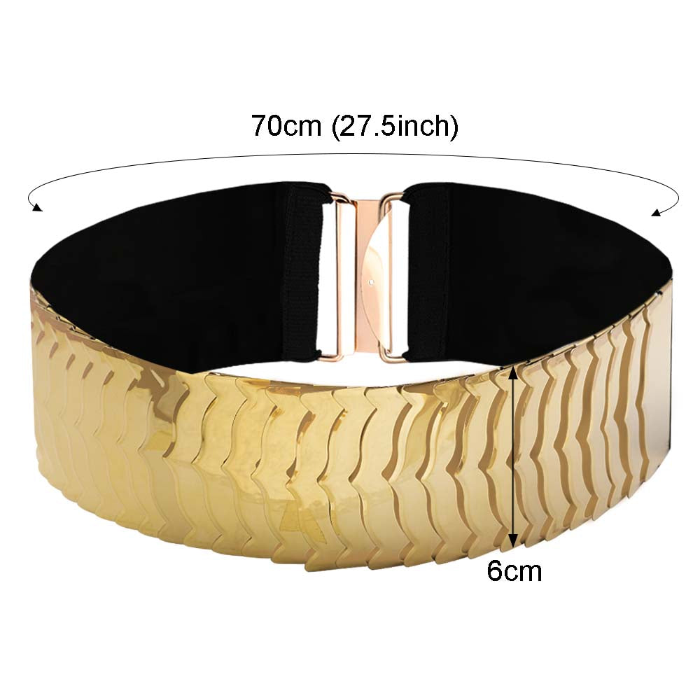 Eye-Catching Broad Shiny Designer Waist Metal Belt – JHONEA