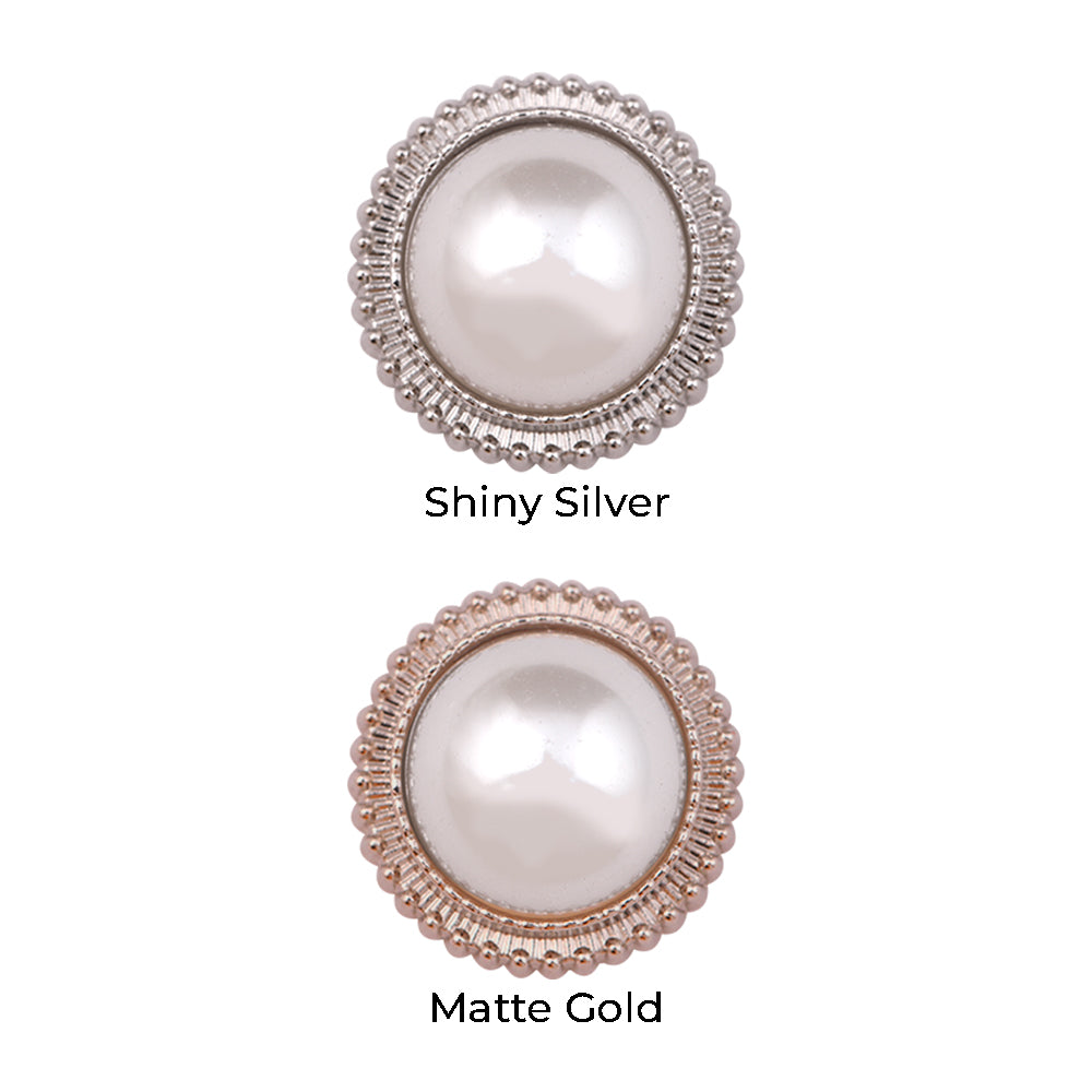 Round Shape with Scalloped Edges Shiny Metal Button