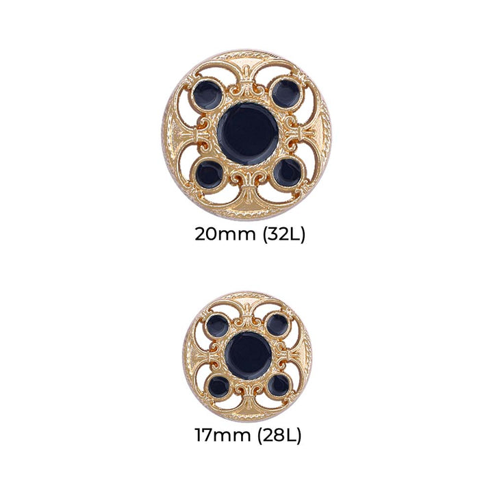 Designer Shiny Gold Cutwork Design Enamel Colour Metal Buttons