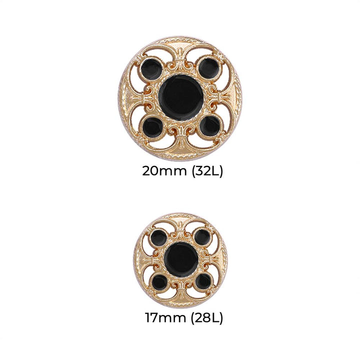 Designer Shiny Gold Cutwork Design Enamel Colour Metal Buttons