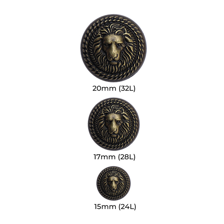Antique Vintage Lion Face Round Shape Shank Metal Buttons