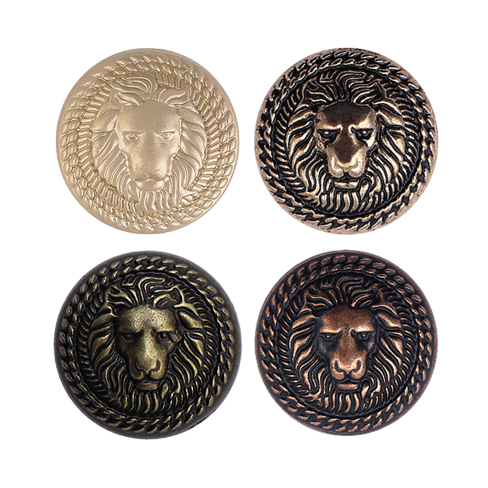 Antique Vintage Lion Face Round Shape Shank Metal Buttons