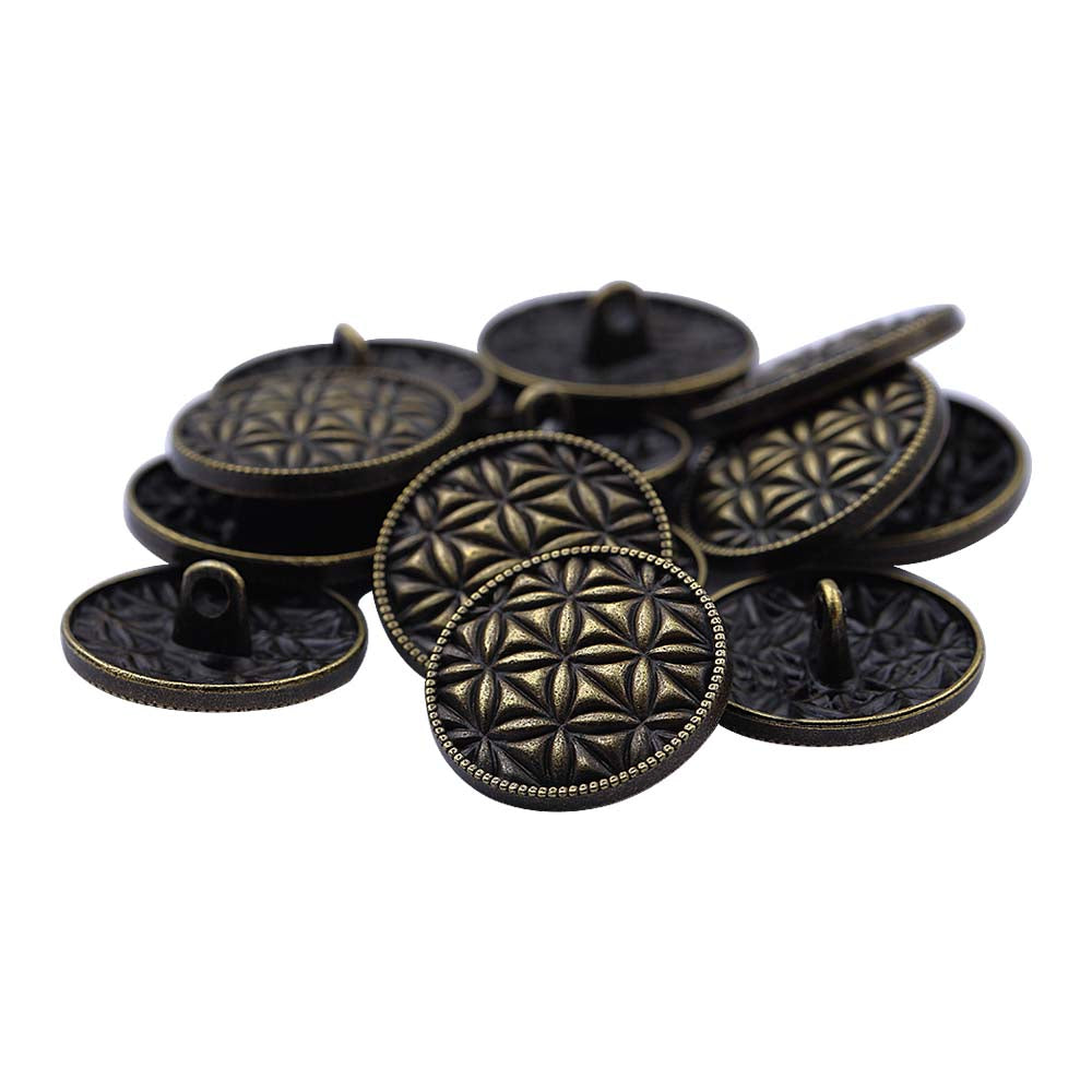 Round Shape Checks Surface Antique Metal Buttons