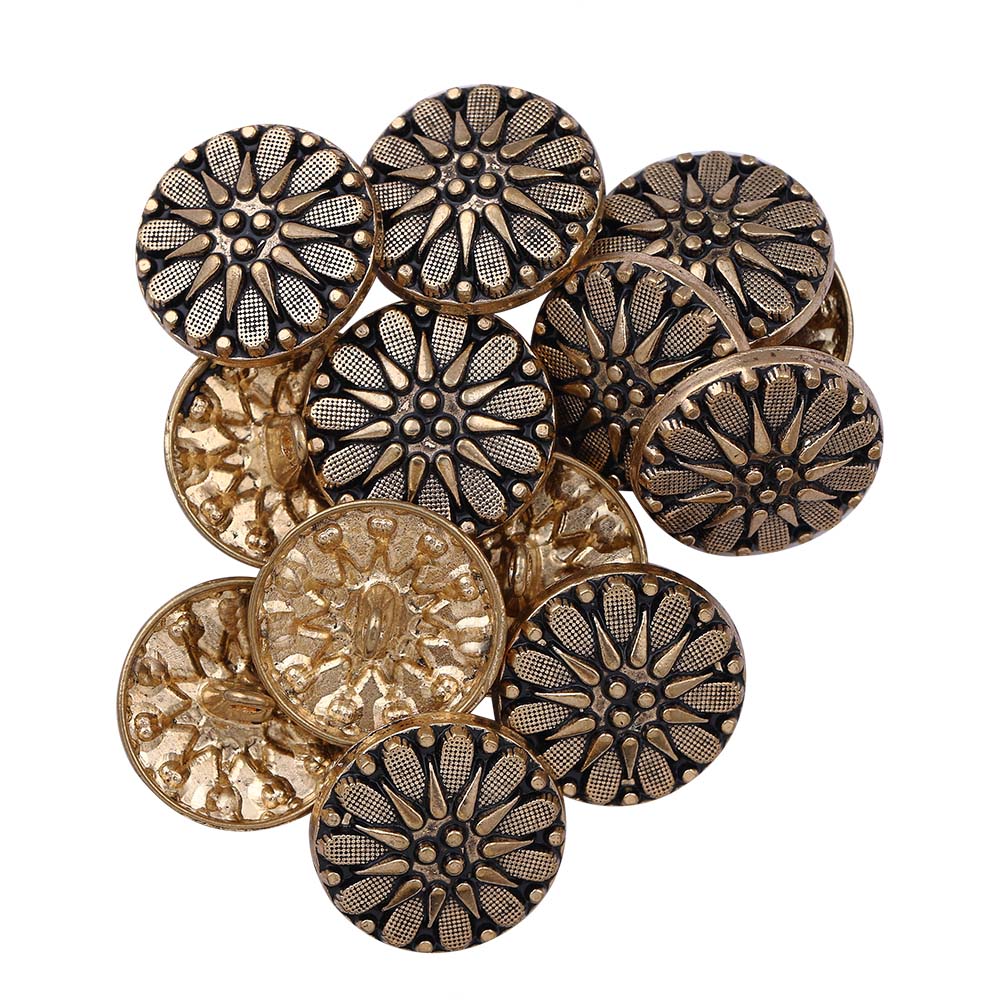 Designer Floral Pattern Antique Finish Metal Buttons