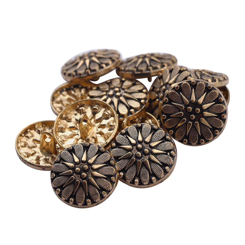 Designer Floral Pattern Antique Finish Metal Buttons