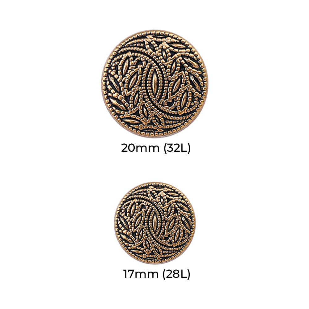 Leaf Pattern Antique Gold Finish Metal Buttons for Clothing