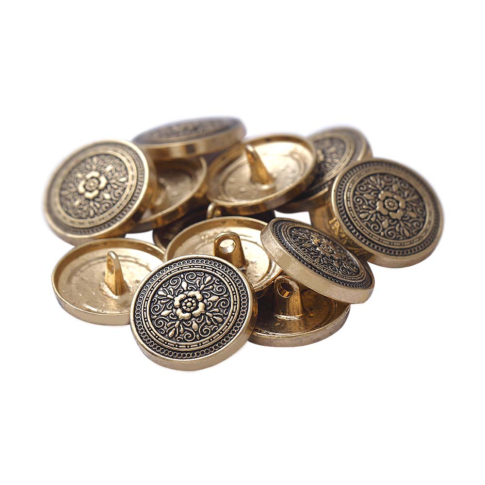 Exquisite Intricate Floral Motif Antique Gold Metal Buttons