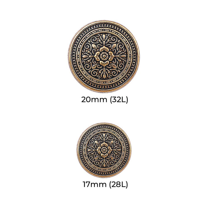 Exquisite Intricate Floral Motif Antique Gold Metal Buttons