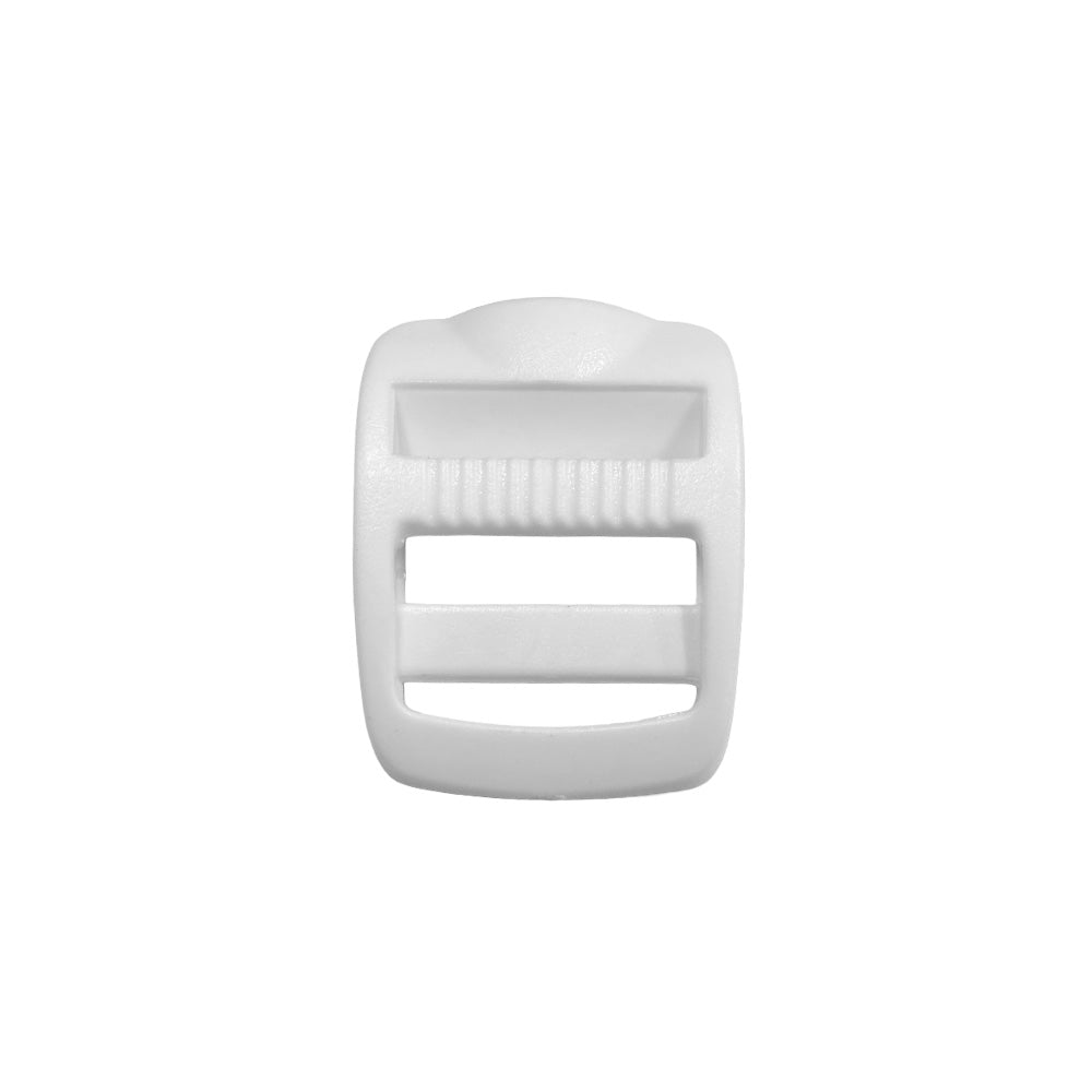 Adjustable White 25mm Ladder Lock Slider Strap Webbing Plastic Buckle