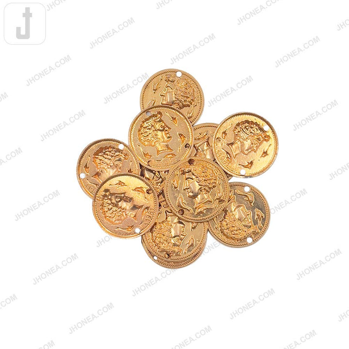 Vintage Golden Roman Head Design Metal Clothing Accessory