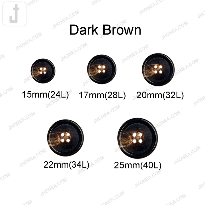 Premium Polished Real Horn 4 Hole Sewing Buttons for Coats/Blazers/Suit