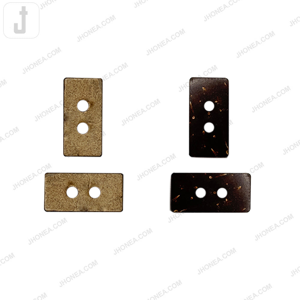Rectangular 2-Hole Smooth Finish Natural Coco Shell Buttons