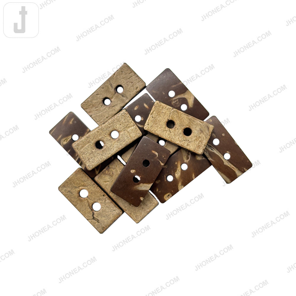 Rectangular 2-Hole Smooth Finish Natural Coco Shell Buttons