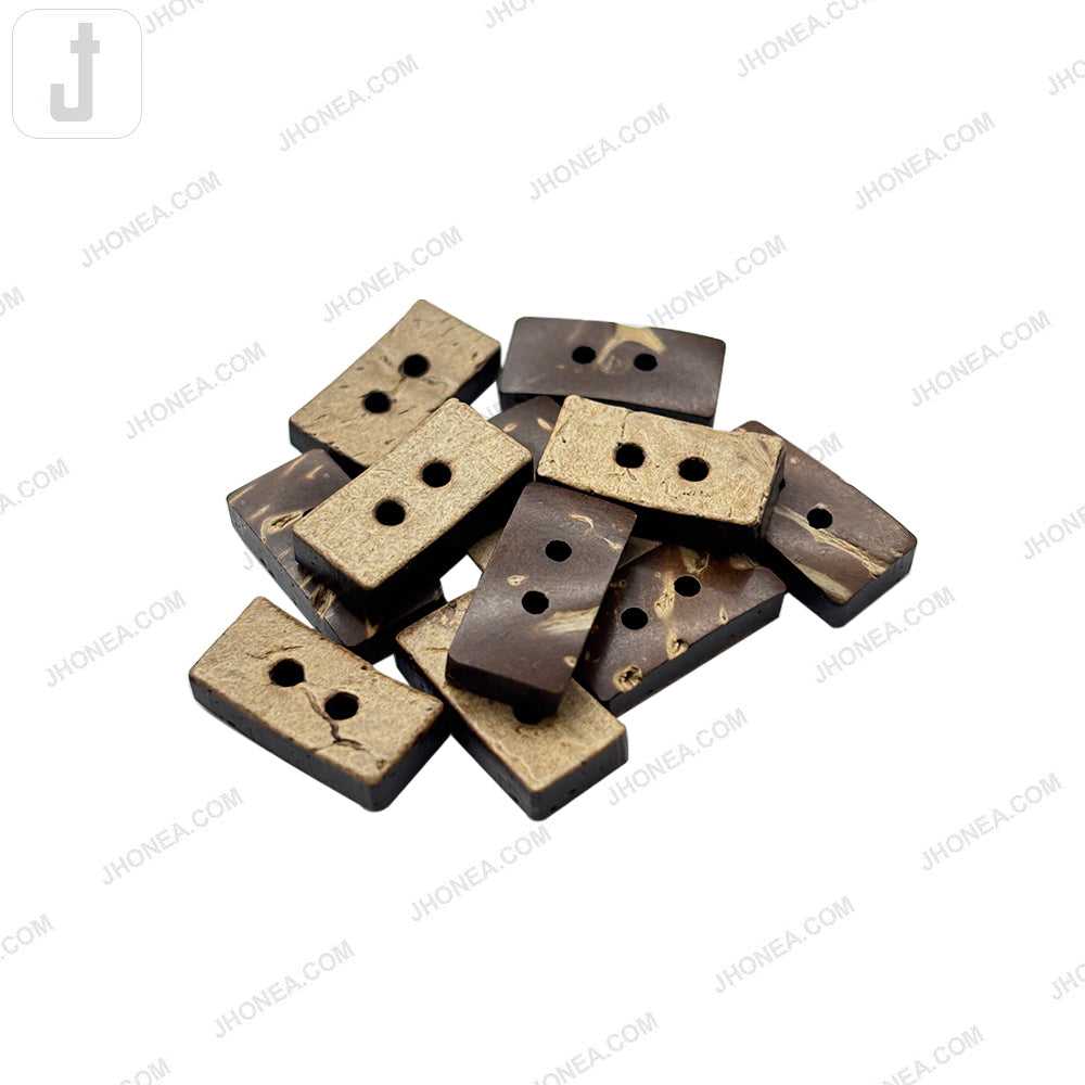 Rectangular 2-Hole Smooth Finish Natural Coco Shell Buttons