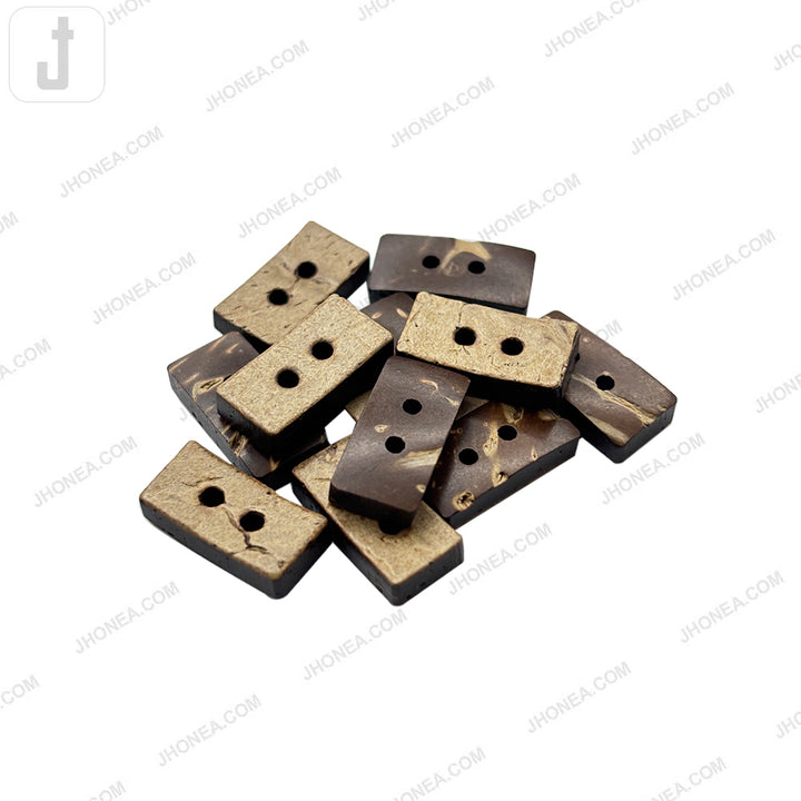 Rectangular 2-Hole Smooth Finish Natural Coco Shell Buttons