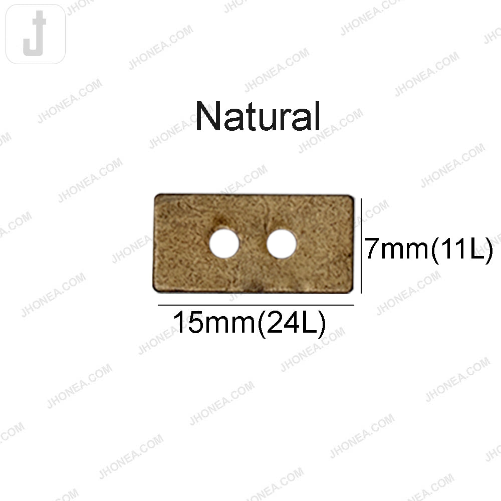 Rectangular 2-Hole Smooth Finish Natural Coco Shell Buttons