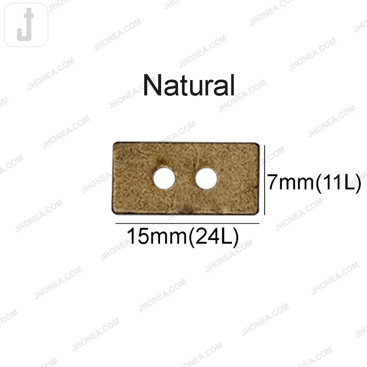 Rectangular 2-Hole Smooth Finish Natural Coco Shell Buttons