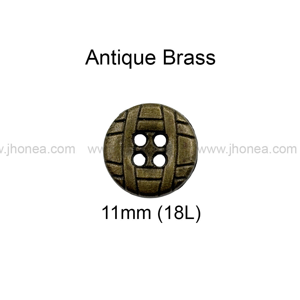 Engraved Design Round Shape 4-Hole Shirt Metal Buttons