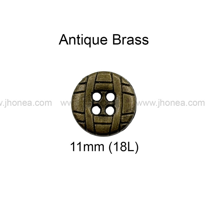 Engraved Design Round Shape 4-Hole Shirt Metal Buttons