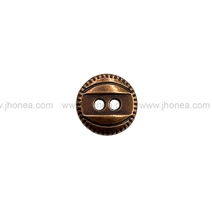 Western Style 2-Hole Round Shape Antique Copper Metal Button for Dresses