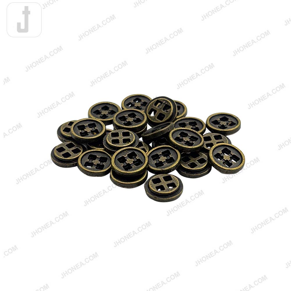 Versatile 10mm Round Shape 4 Hole Alloy Metal Buttons