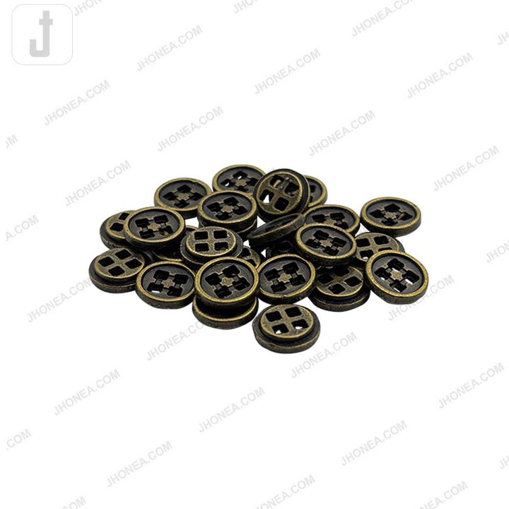 Versatile 10mm Round Shape 4 Hole Alloy Metal Buttons