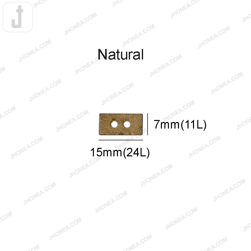 Rectangular 2-Hole Smooth Finish Natural Coco Shell Buttons