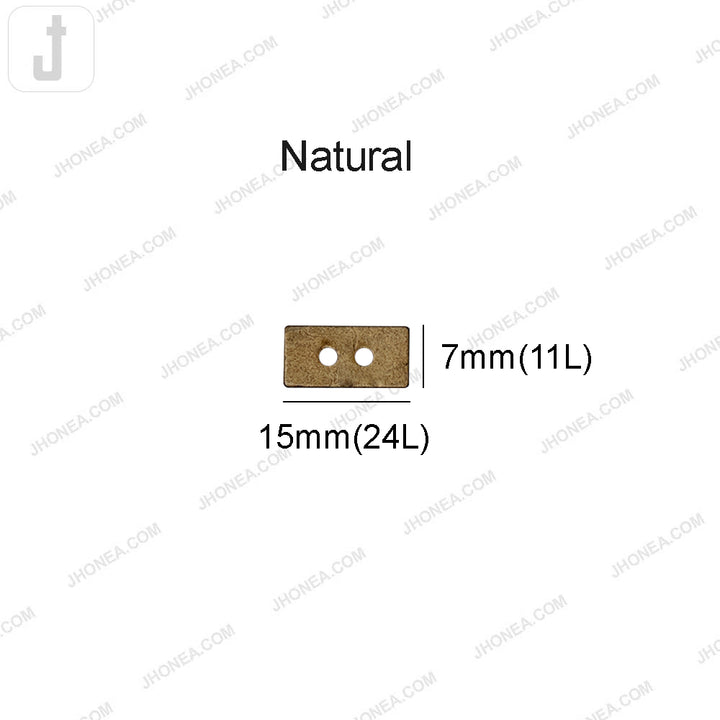 Rectangular 2-Hole Smooth Finish Natural Coco Shell Buttons