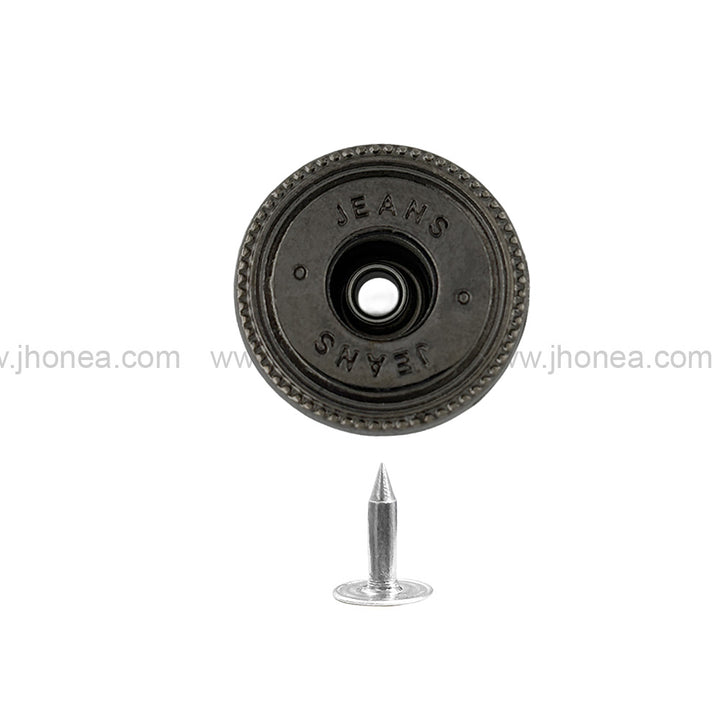 Fashionable shiny Black Nickel (Gunmetal) round metal jeans button for clothing