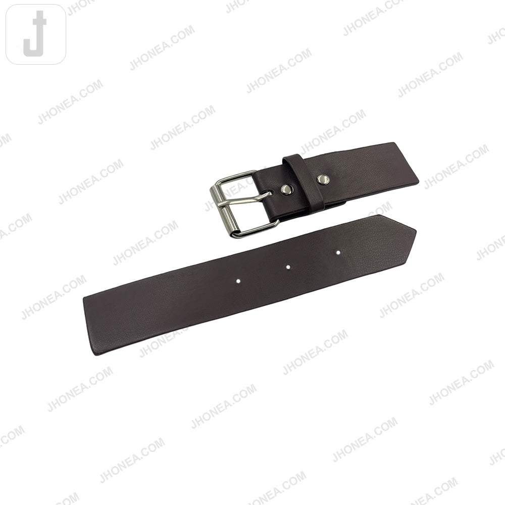 Timeless silver with Black PU Leather Belt with Adjustable Prong Buckle