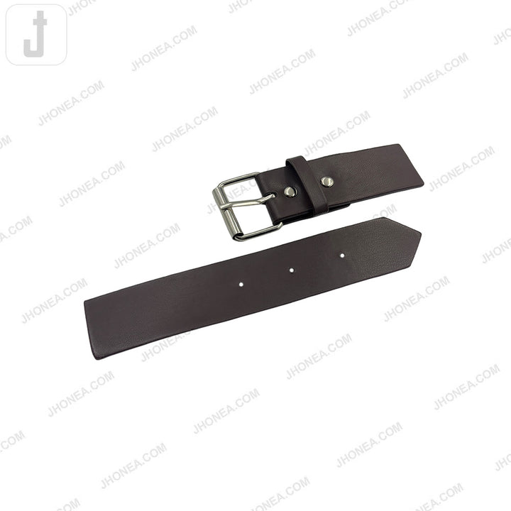 Timeless silver with Black PU Leather Belt with Adjustable Prong Buckle