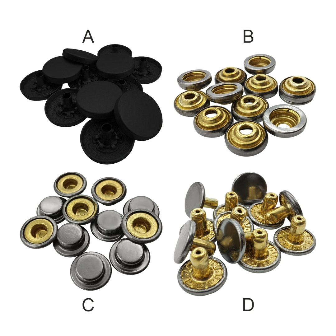 Matte Black 4-Part Press Snap Buttons Fasteners Set for Garments/Leather Accessories