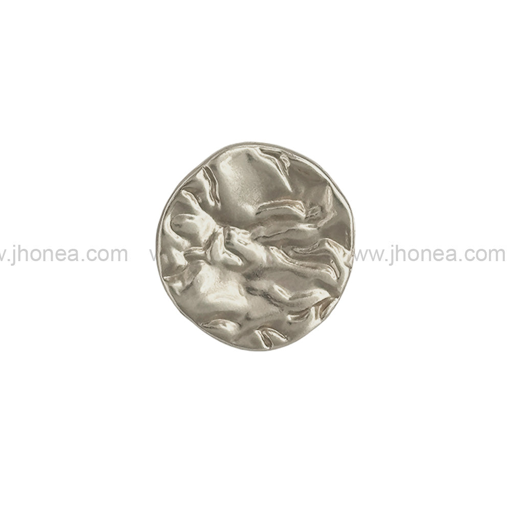 Round Shape Textured 10mm(16L) Classic Matte Silver Metal Shank Button