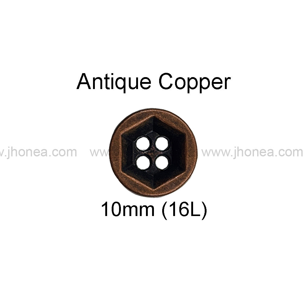 Solid Design Geometric Pattern 4-Hole Metal Shirt Buttons