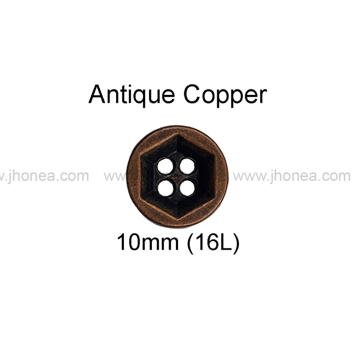 Solid Design Geometric Pattern 4-Hole Metal Shirt Buttons