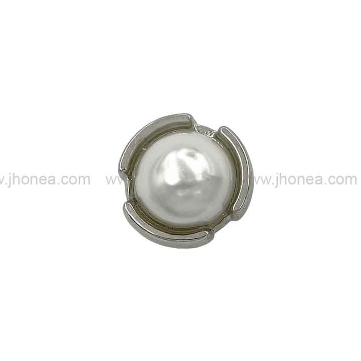 10mm (16L) shiny silver Round Shape Cutting Edges Pearl Button