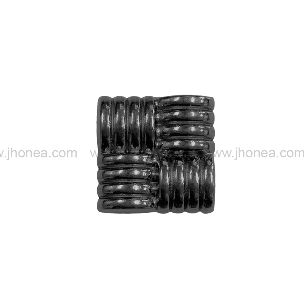 Eye-Catching Square Ribbed Design Shiny Black Nickel (Gunmetal) Finish Loop Shank Metal Button