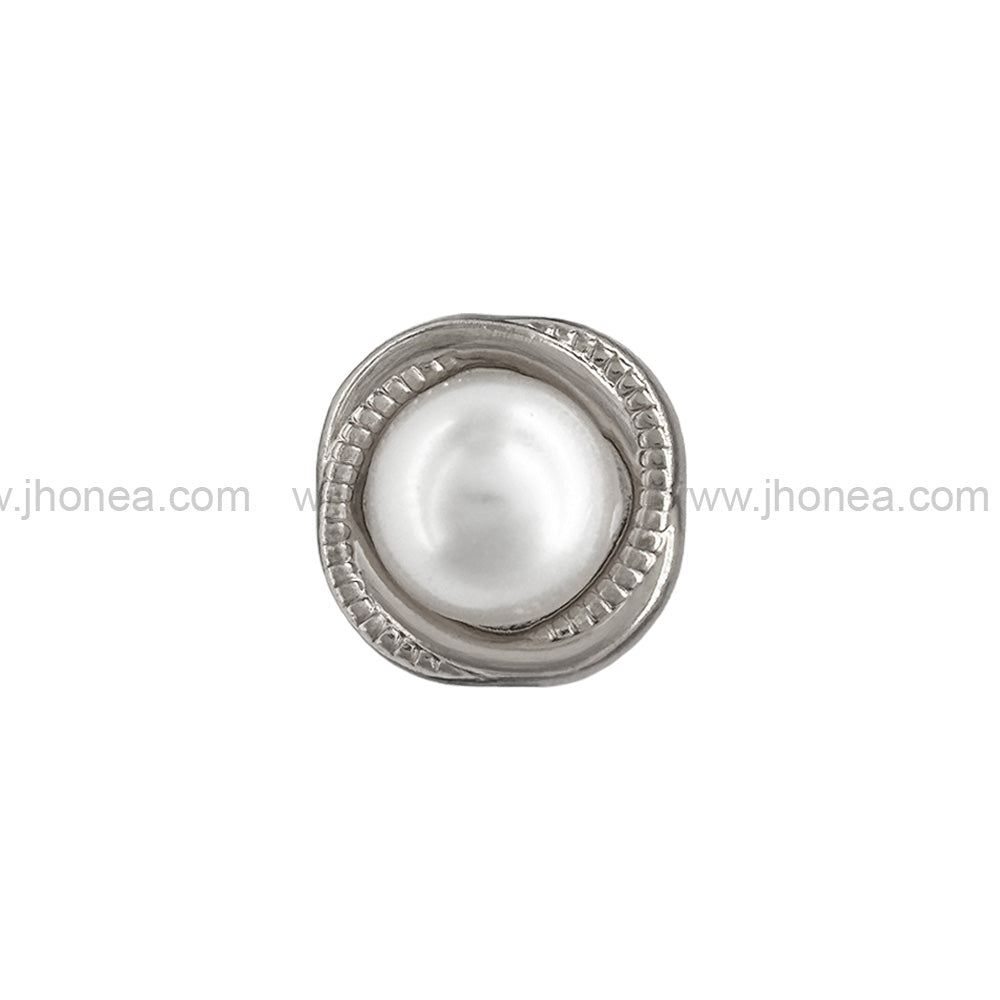 Rounded Square Shape Shiny Silver Pearl Meta Kurta Buttons