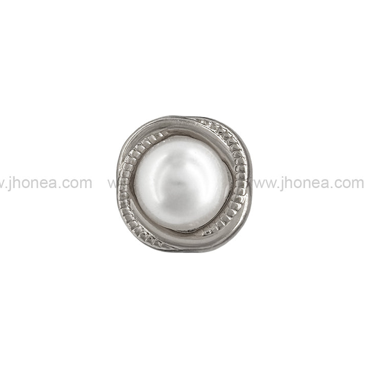 Rounded Square Shape Shiny Silver Pearl Meta Kurta Buttons